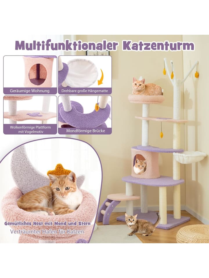 COSTWAY Katzenbaum 59x49x158cm in Lila günstig kaufen onesize