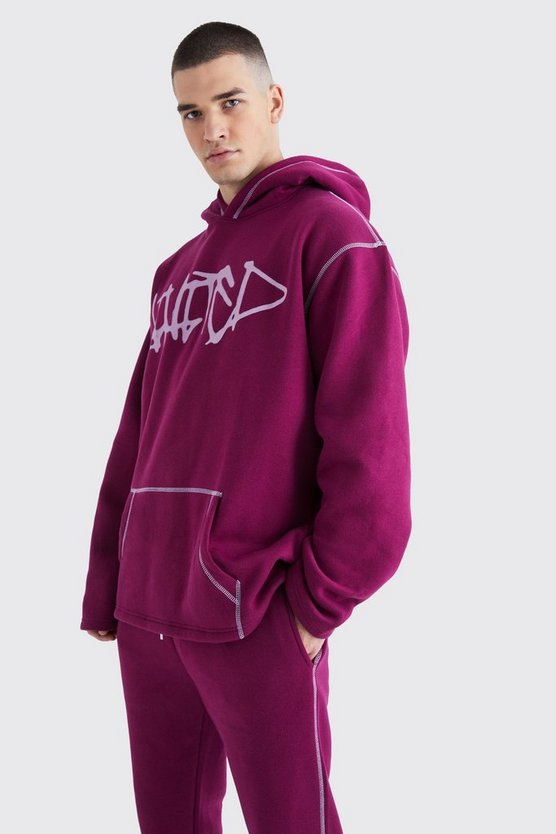Tall Oversize Trainingsanzug mit Graffiti-Print