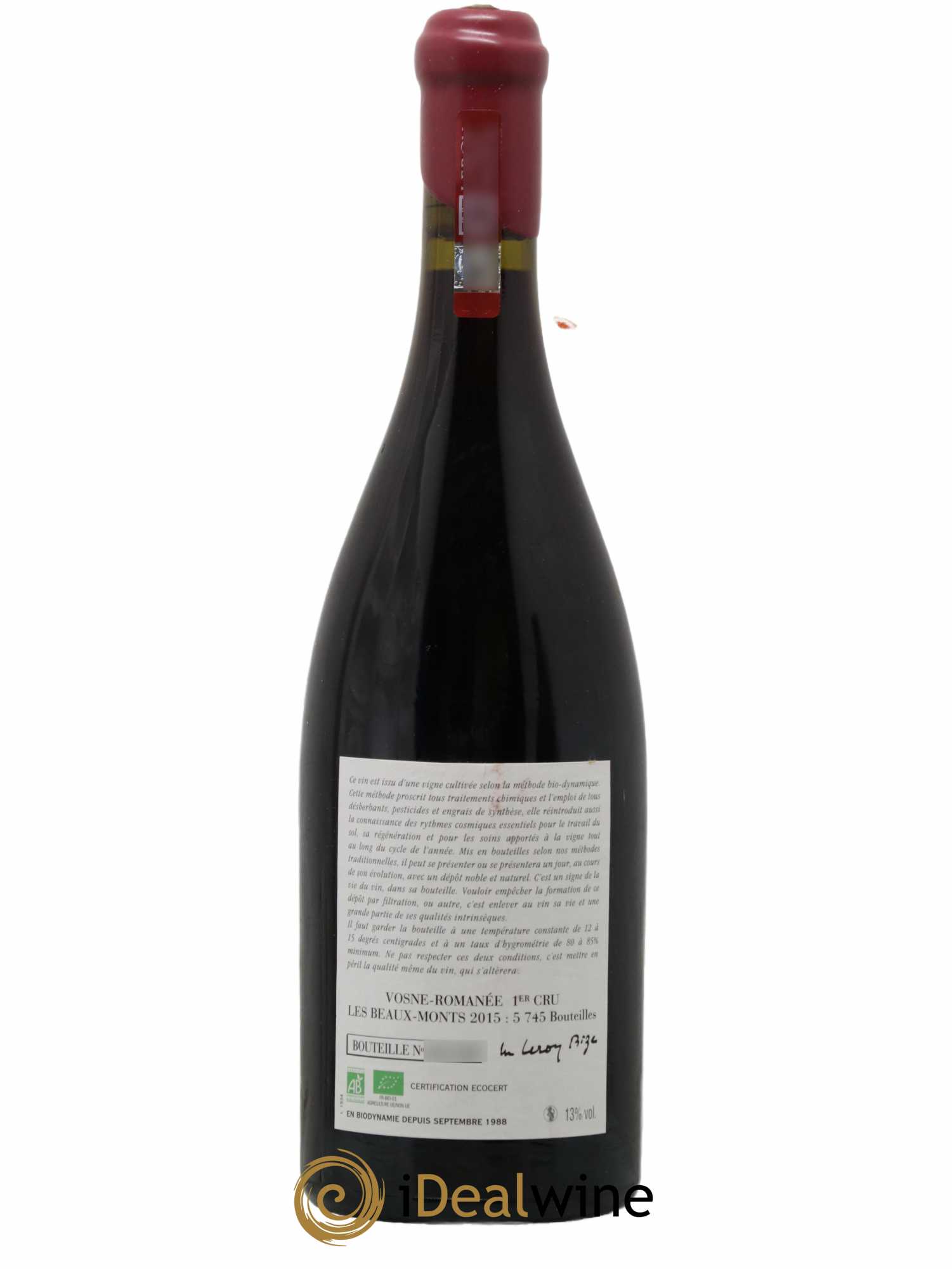 Vosne-Romanée 1er Cru Les Beaux-Monts Leroy (Domaine)  2015 - Lot de 1 Bouteille