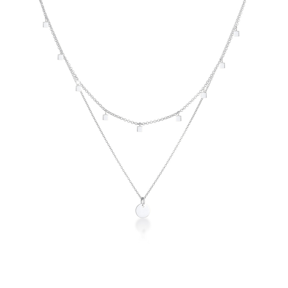 Elli Elli Collier Femmes Ensemble Choker Couches Plaquette Look Géo en Argent Sterling collier
