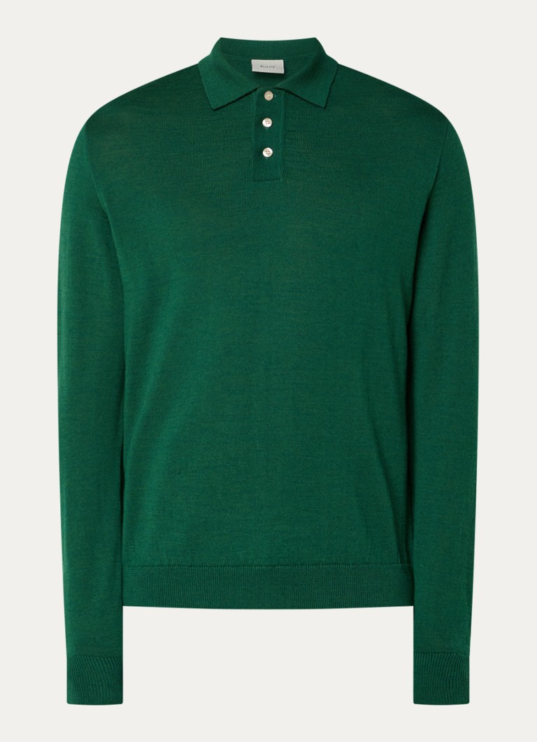 polo Forét en maille fine, coupe classique, mélange de laine mérinos, avec logo
