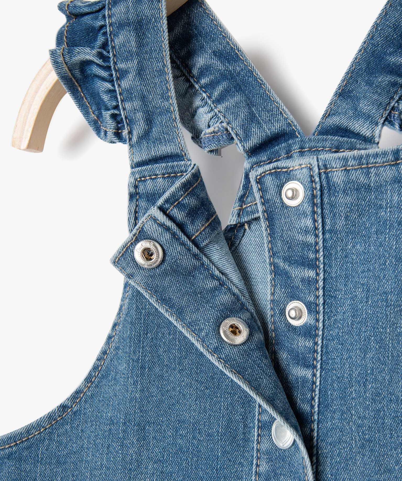 Salopette en jean bébé fille à bretelles fantaisie denim | GEMO