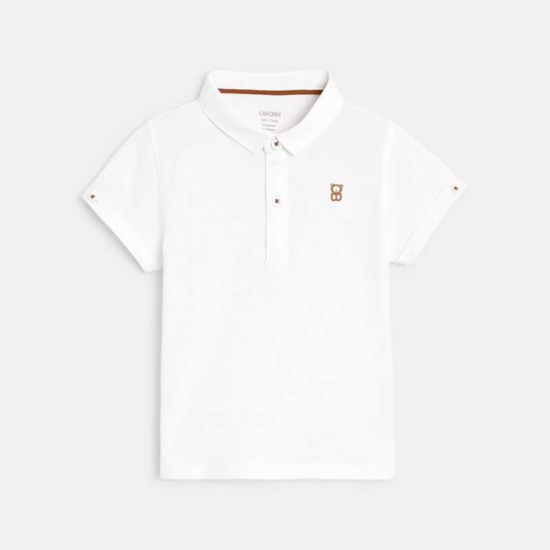 Ensemble salopette courte et polo beige bébé garçon