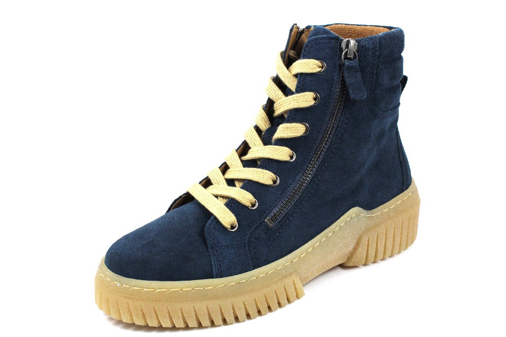 GABOR Schnür-Stiefeletten blau DREAMVELOUR topas