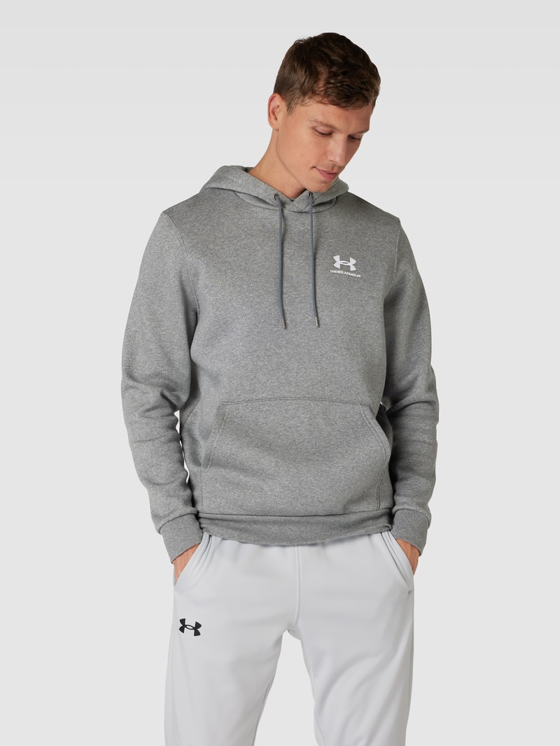 Hoodie mit Label-Stitching Modell 'Essential' in dunkelgrau