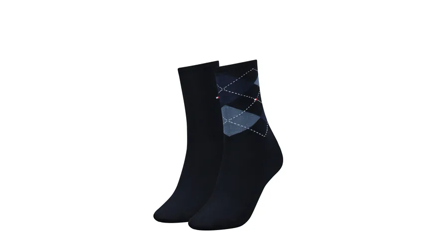 TOMMY HILFIGER Damen Socken Check 2er Pack tommy blue