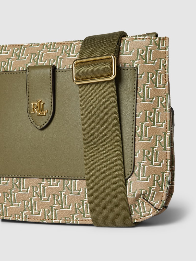 Handtasche mit Allover-Logo Modell 'JAMEY' in olivgrün