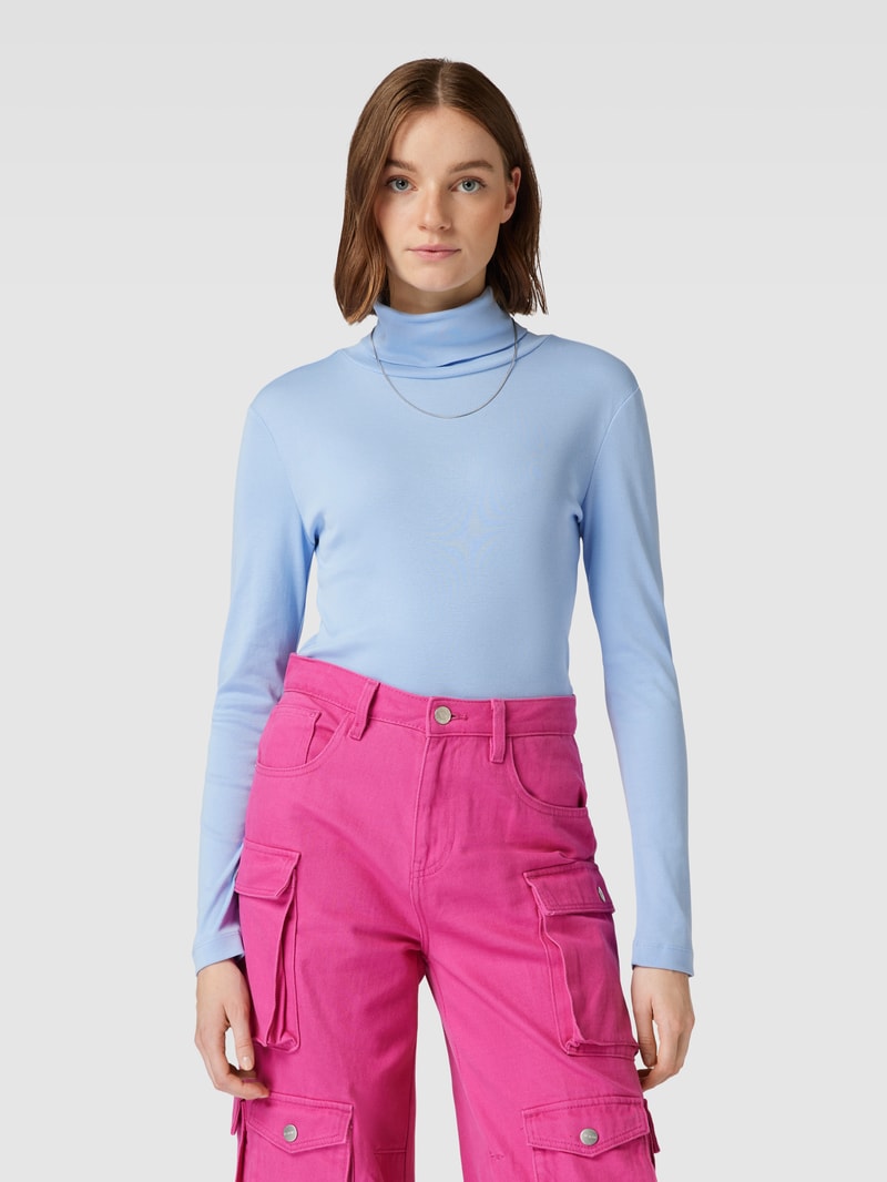 Longsleeve in unifarbenem Design mit Rollkragen in hellblau