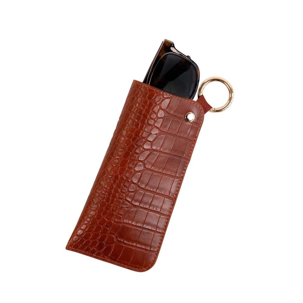 ARTEBENE MAJOIE Brillenetui Kroko Cognac veganes Material, mit Karabinerhaken