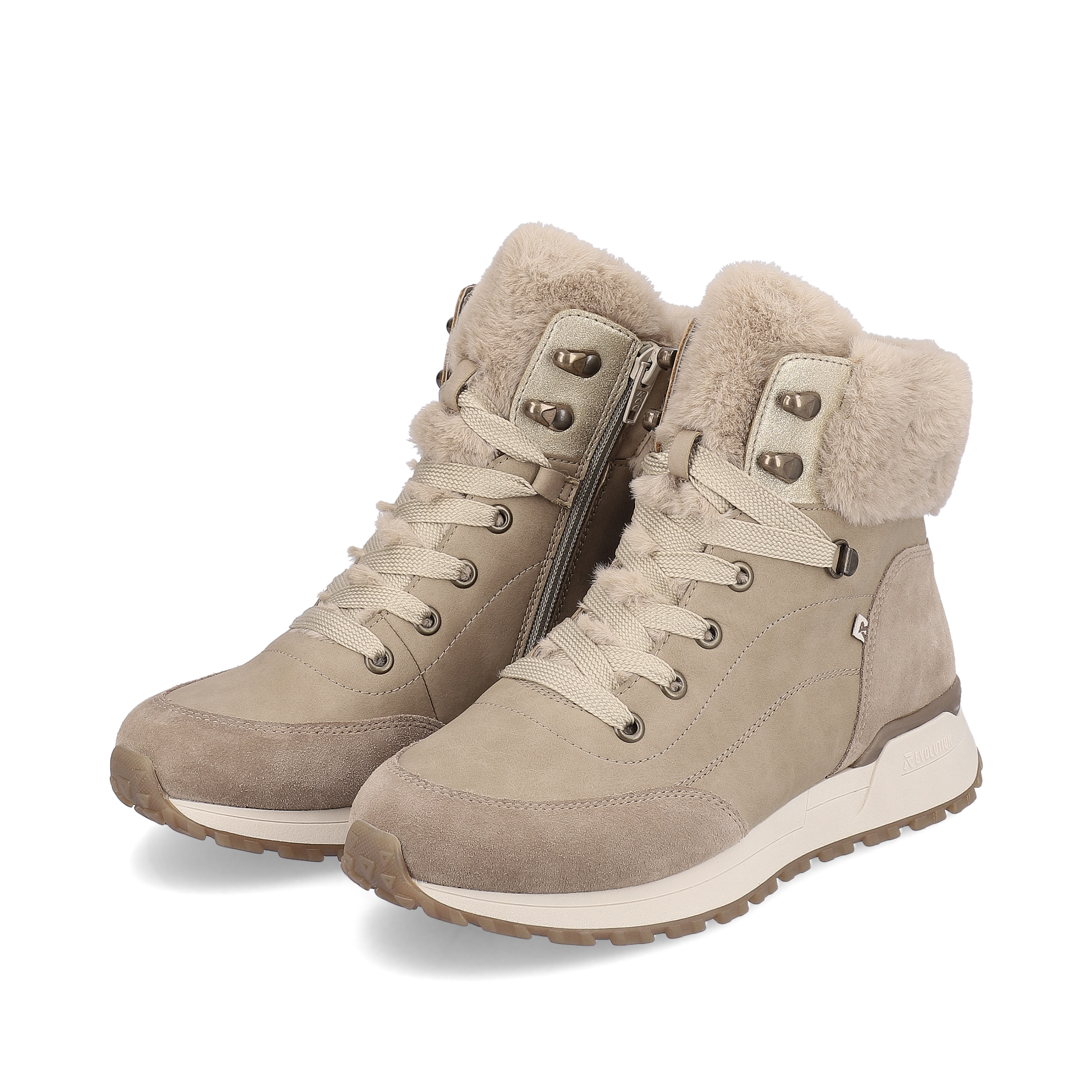 Rieker Damen Schnürstiefel champagner beige