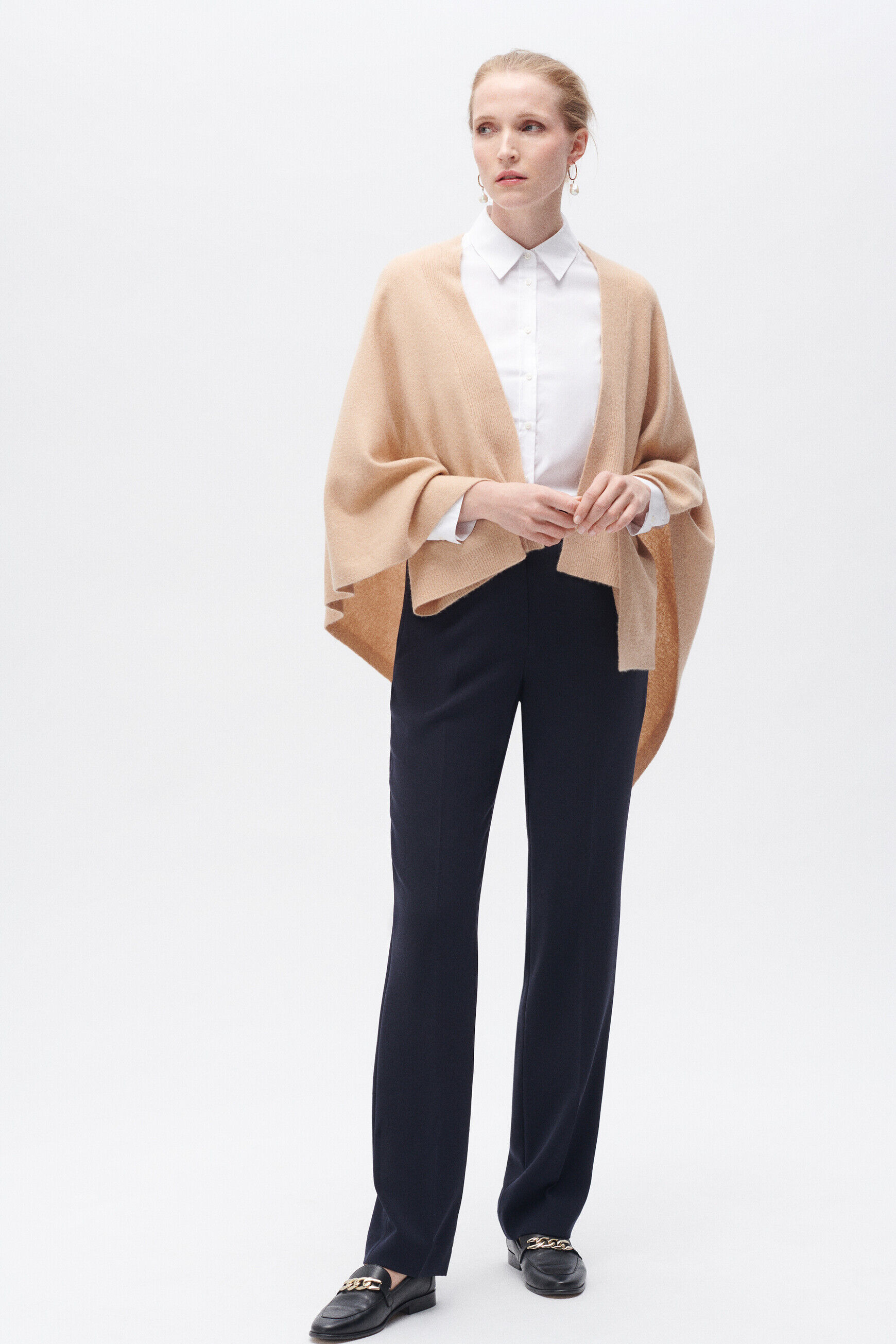 Poncho hera camel femme