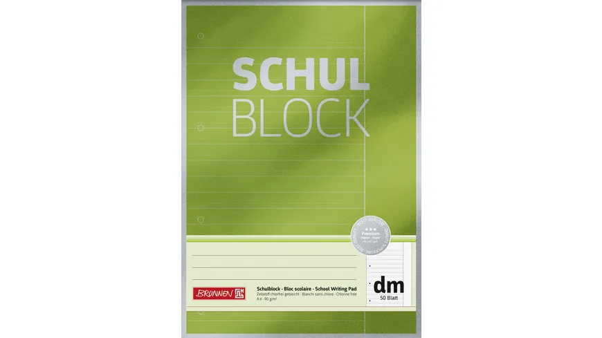 BRUNNEN Schulblock A4 Lineatur dm Premium