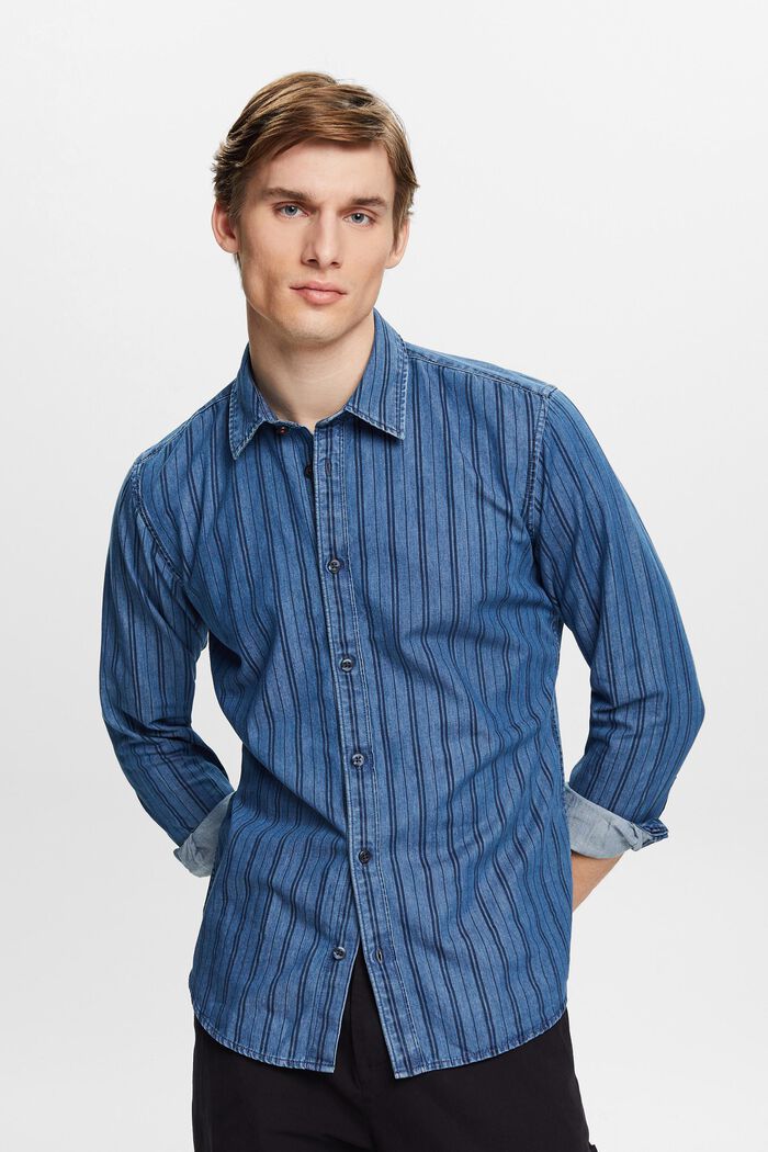Schmal geschnittenes Jeanshemd mit Streifen