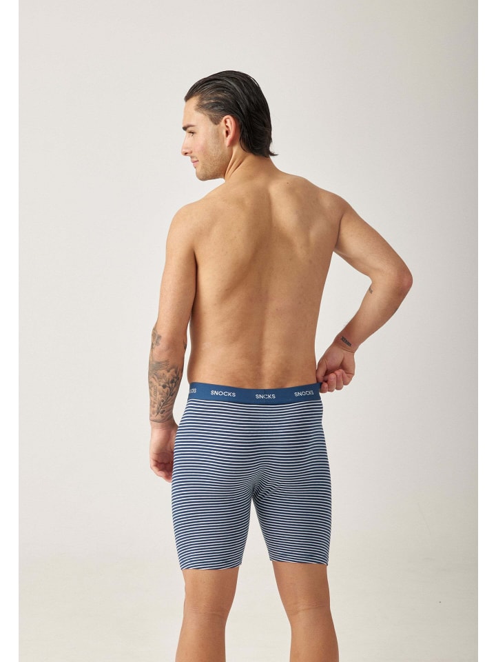 SNOCKS Lange Boxershorts 6 Stück in Blau (Streifen) günstig kaufen