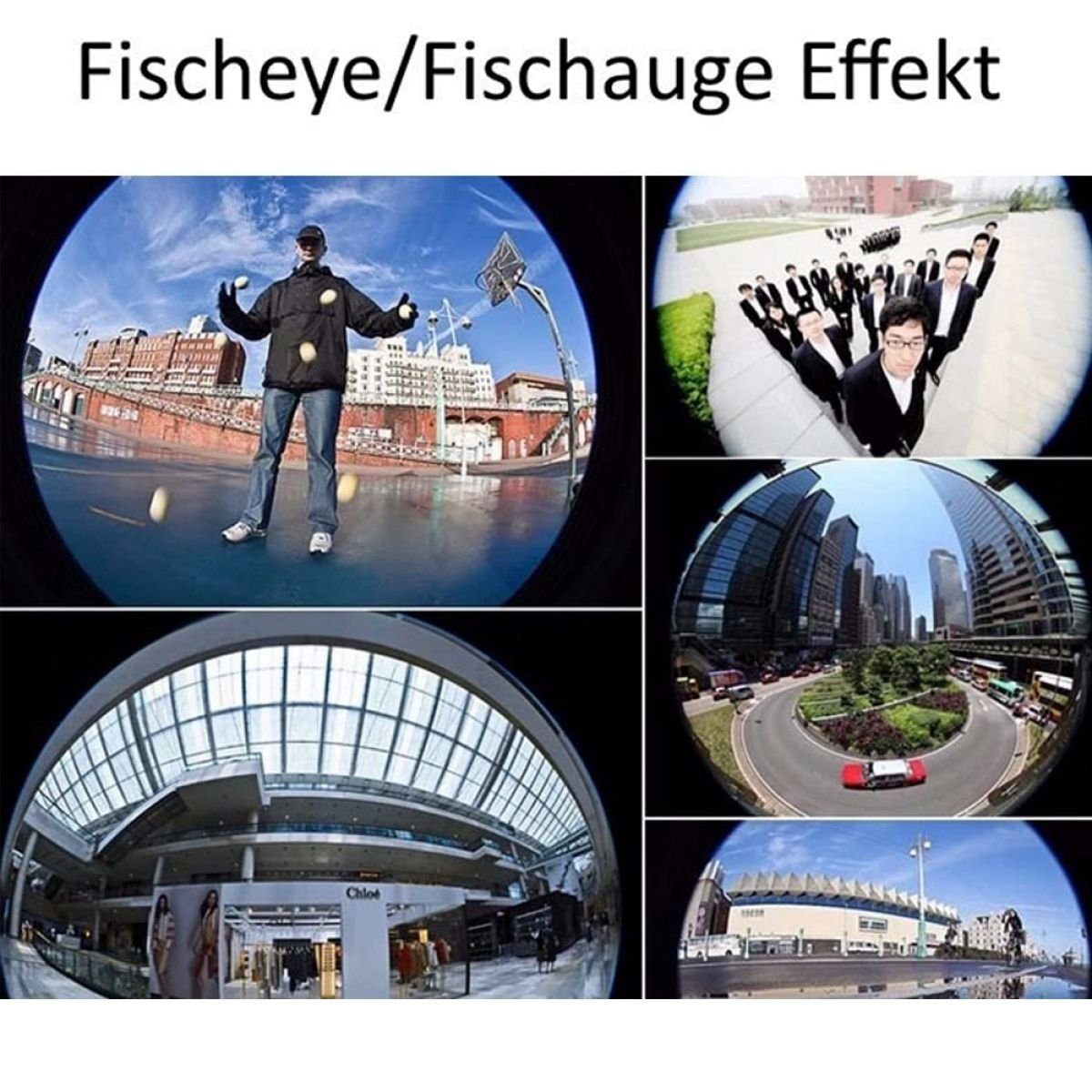 ZmdecQna 3-in-1 Universal Fischaugen- Weitwinkel- Makro-Clip-Kameraobjektiv-Set Fisheyeobjektiv
