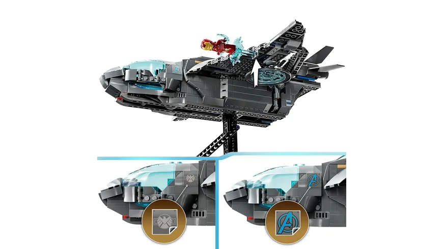 LEGO Marvel 76248 Der Quinjet der Avengers, Raumschiff Set