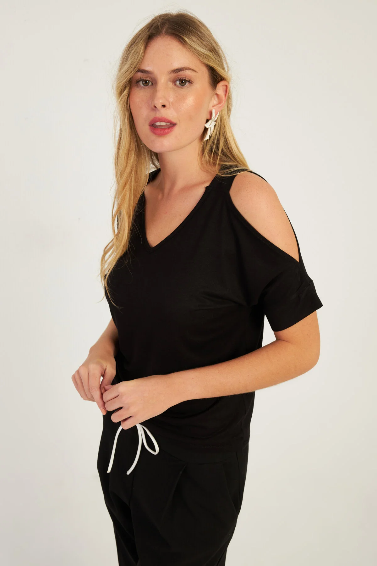 Cool & Sexy  Schwarze schulterfreie Damenbluse BR1329