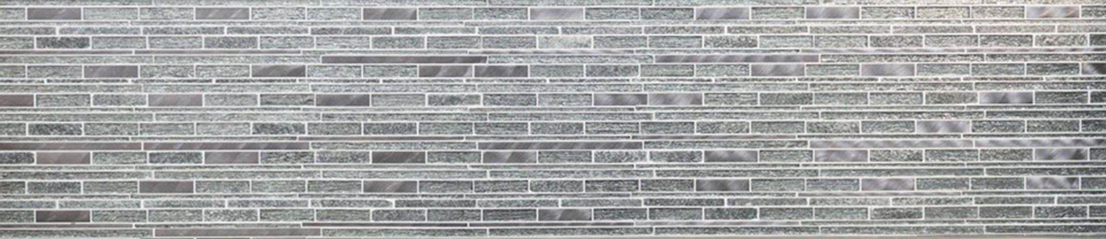 Mosani Mosaikfliesen Glasmosaik Naturstein Alu Mosaik schwarz glänzend / 10 Matten