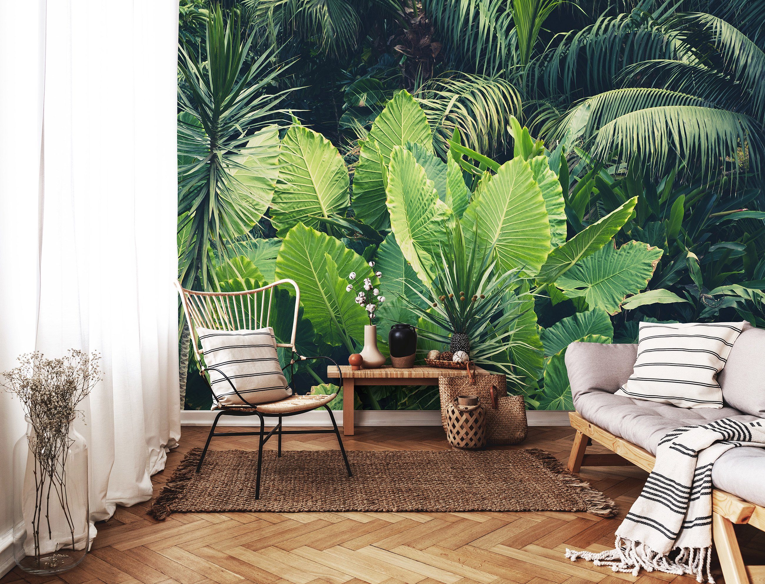Wallarena Fototapete Dschungel Blätter Wald Vlies Tapete Wohnzimmer Schlafzimmer Wandtapete, Glatt, botanisch, Tropisch, Vliestapete inklusive Kleister