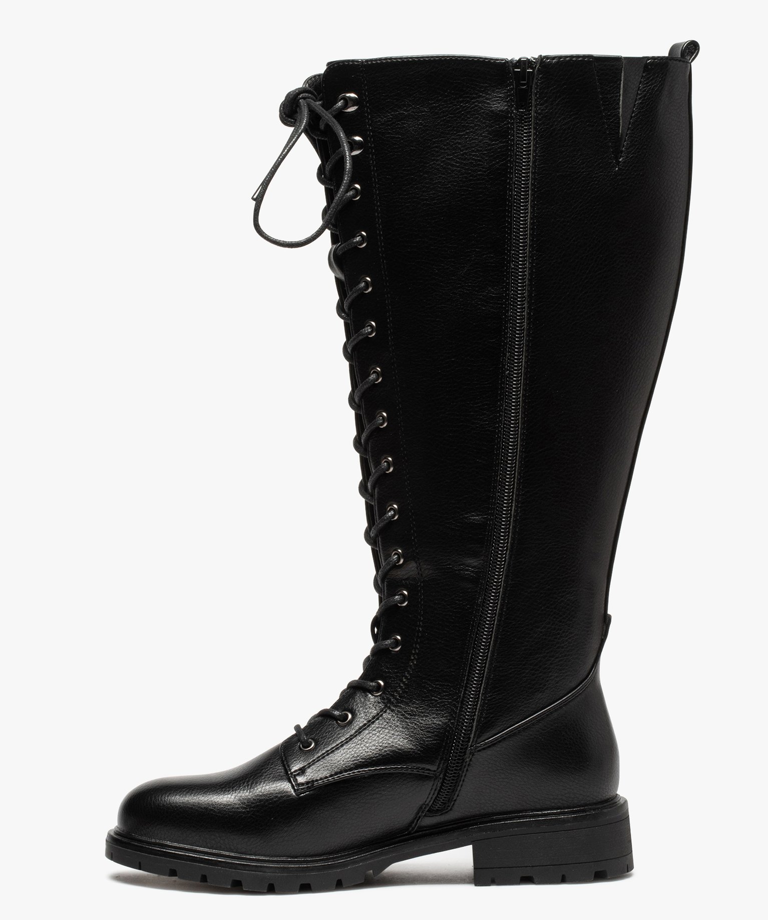 Bottes femme unies à lacets et semelle crantée | GEMO