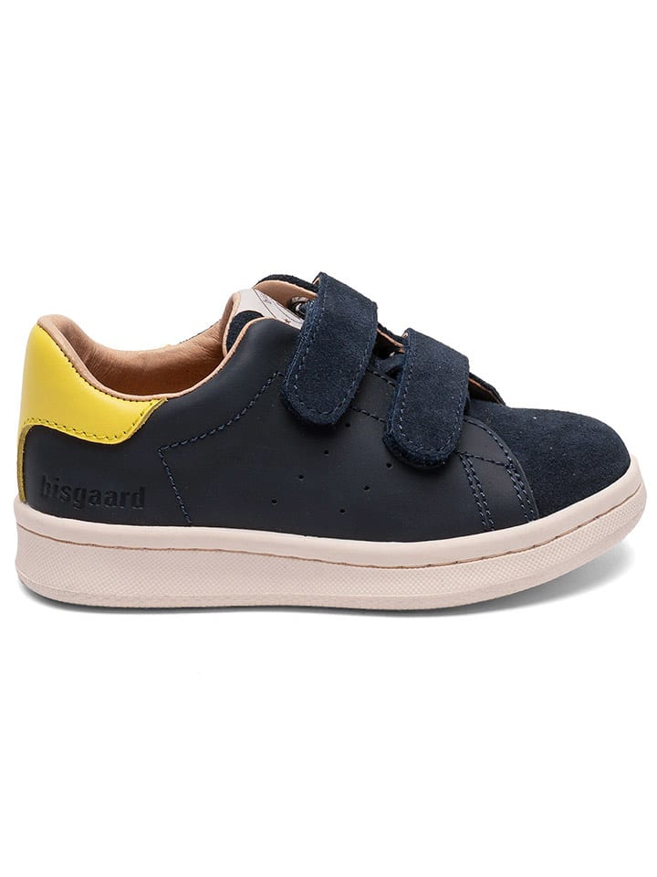 bisgaard Leder-Sneakers in Dunkelblau/ Gelb günstig kaufen