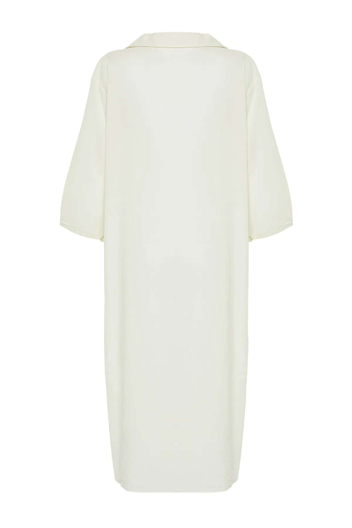 Trendyol Collection  Ecru Wide Fit Midi-Strandkleid mit gewebten Ballonärmeln aus 100 % Baumwolle TBESS22EL0009