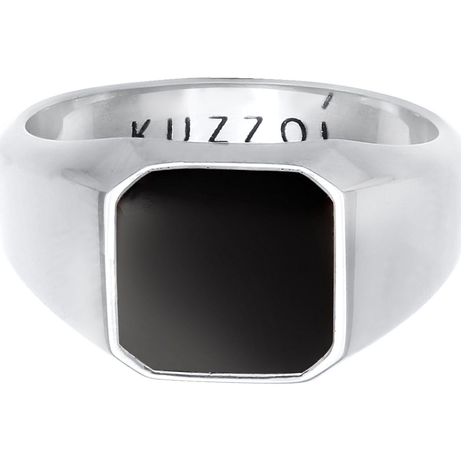 KUZZOI Ring Herren Siegelring Emaille Schwarz Basic 925 Silber