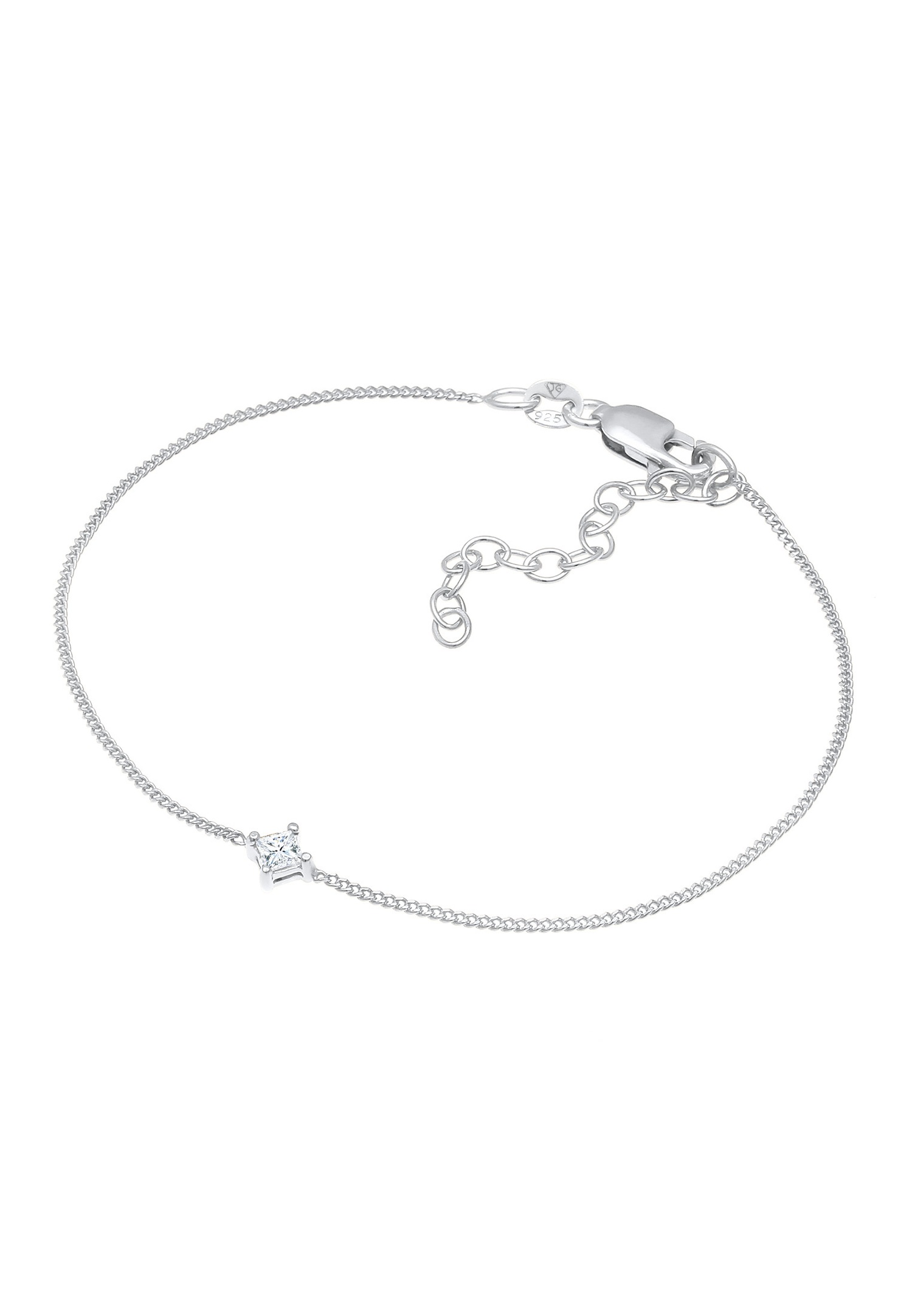 Elli DIAMONDS elegáns női szoliter négyzet alakú gyűrű gyémánttal (0,1 karát) 925 sterling ezüstből