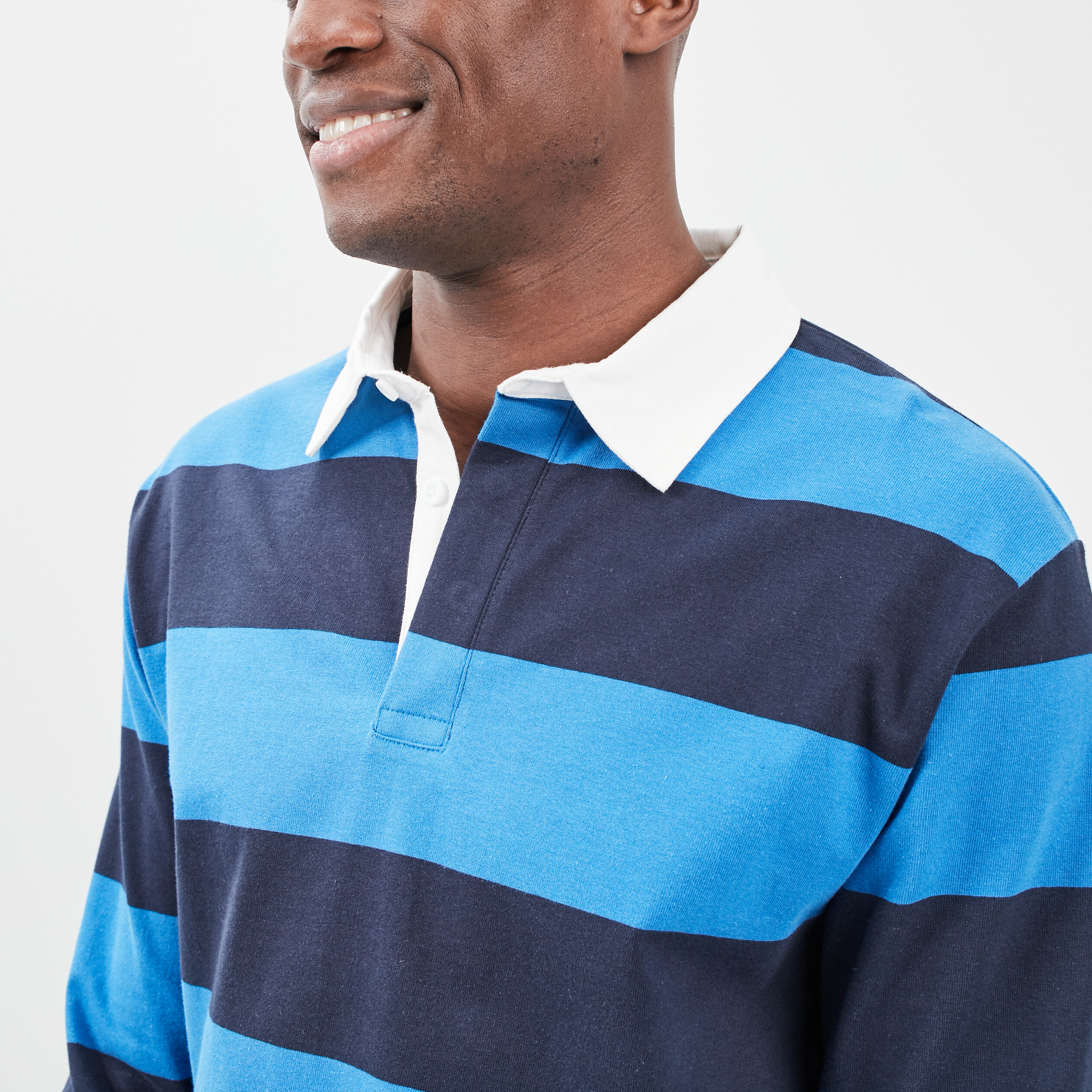 Polo manches longues bleu ciel homme | La Halle