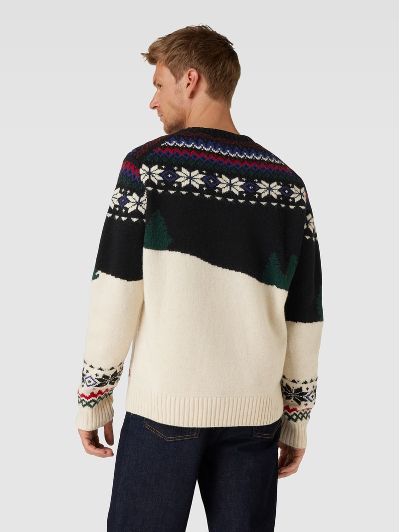 Strickpullover im Allover-Look mit Rundhalsausschnitt in weiß