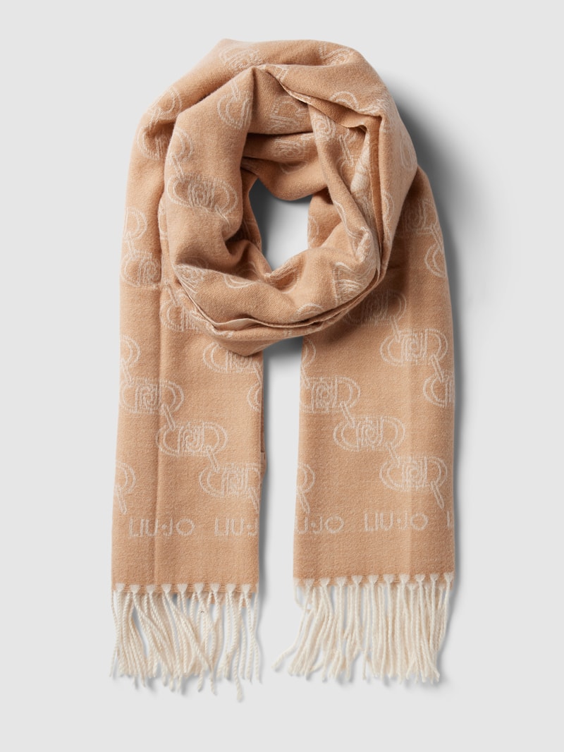 Schal mit Label-Stitching Modell 'Stola' in beige