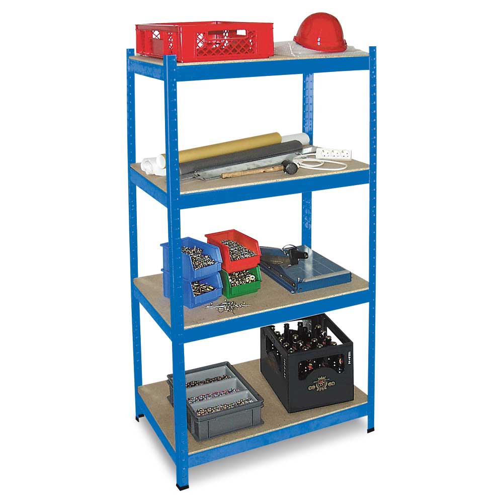 BRB Schwerlast-Steck-Komplettregal, blau, Tragkraft 265 kg/Ebene, HxBxT 1800x900x400 mm