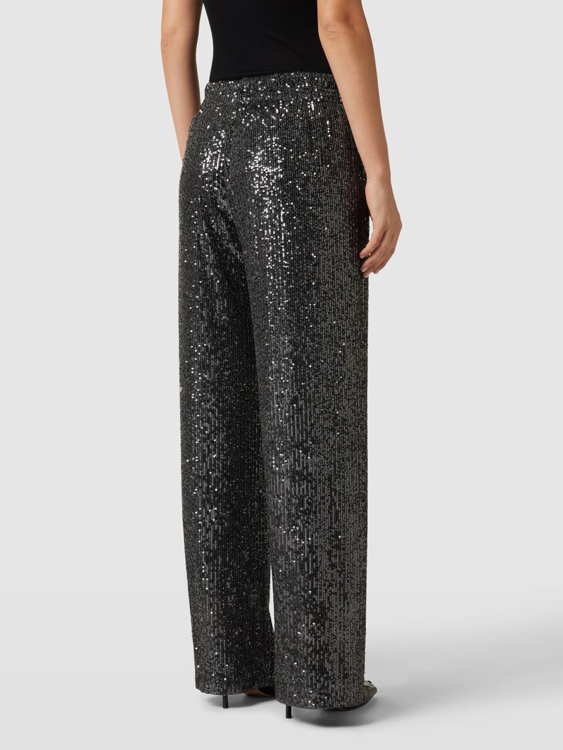 Hose mit Paillettenbesatz Modell 'IRIS' in silber