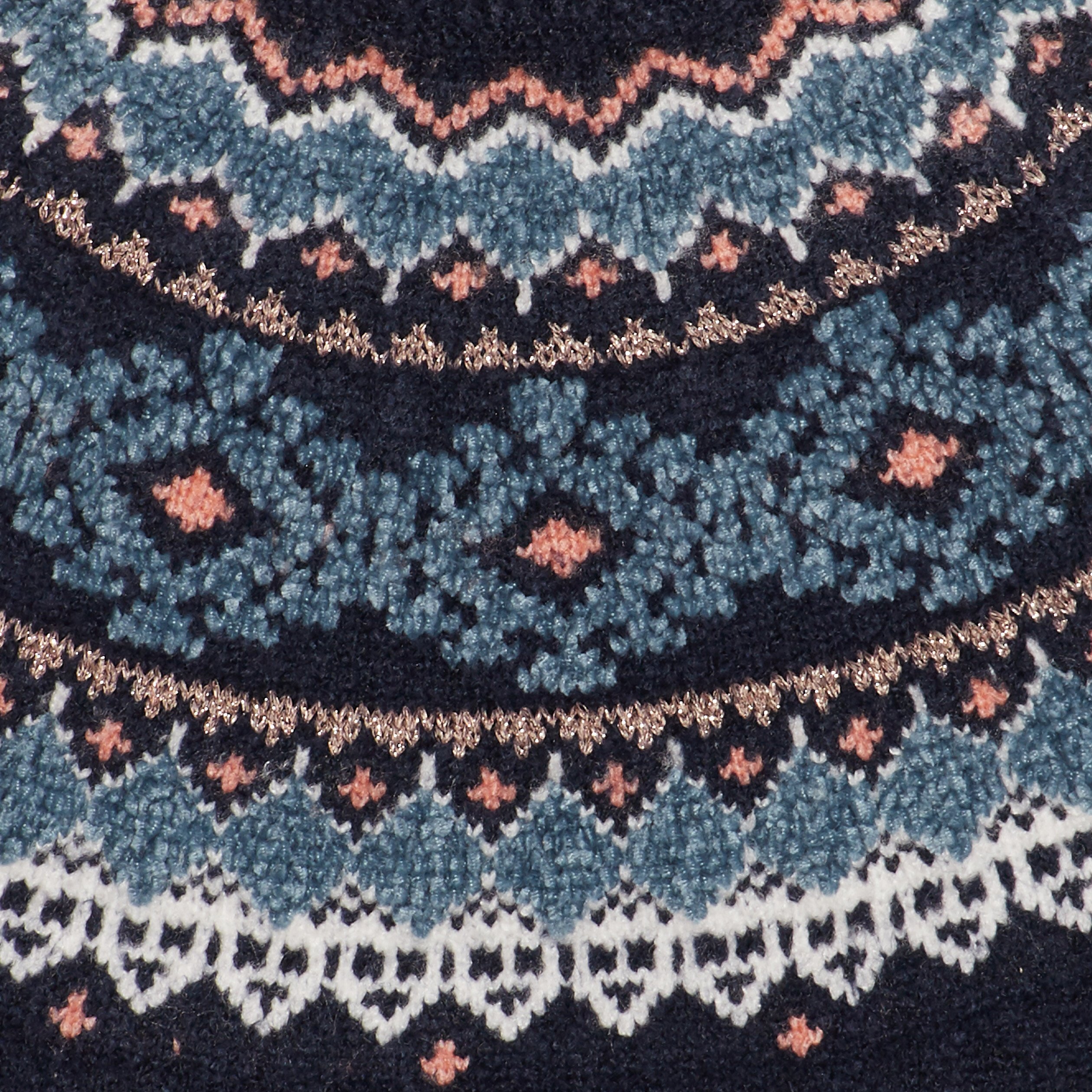 Robe pull droite jacquard Creeks bleu marine fille | La Halle
