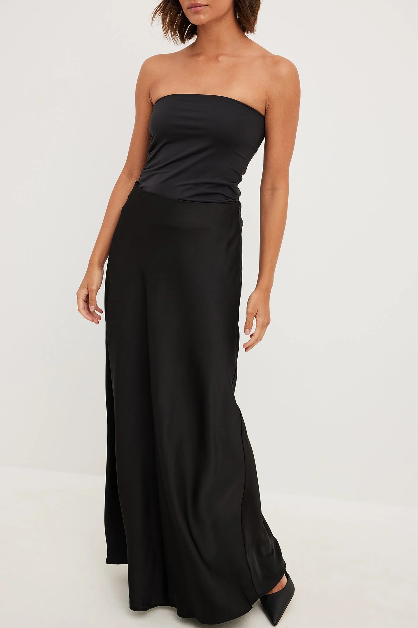 Maxirock aus Satin mit mittelhoher Taille
