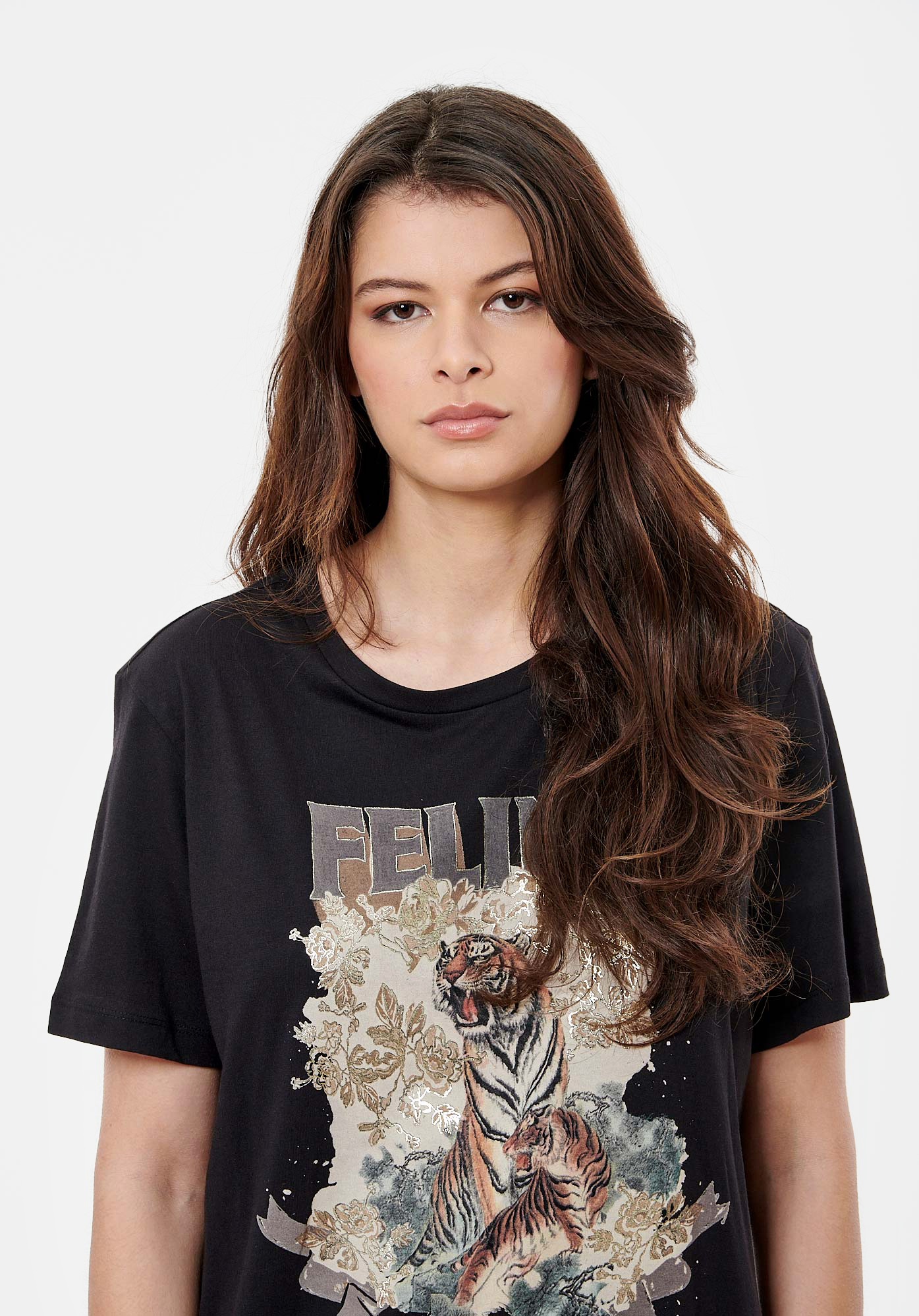LARGE  T-shirt noir Femme