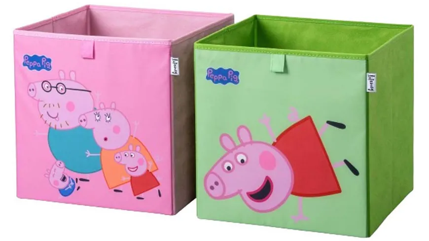 Lifeney Aufbewahrungsbox Peppa Pig 33x33x33cm 2er Set pink, grün