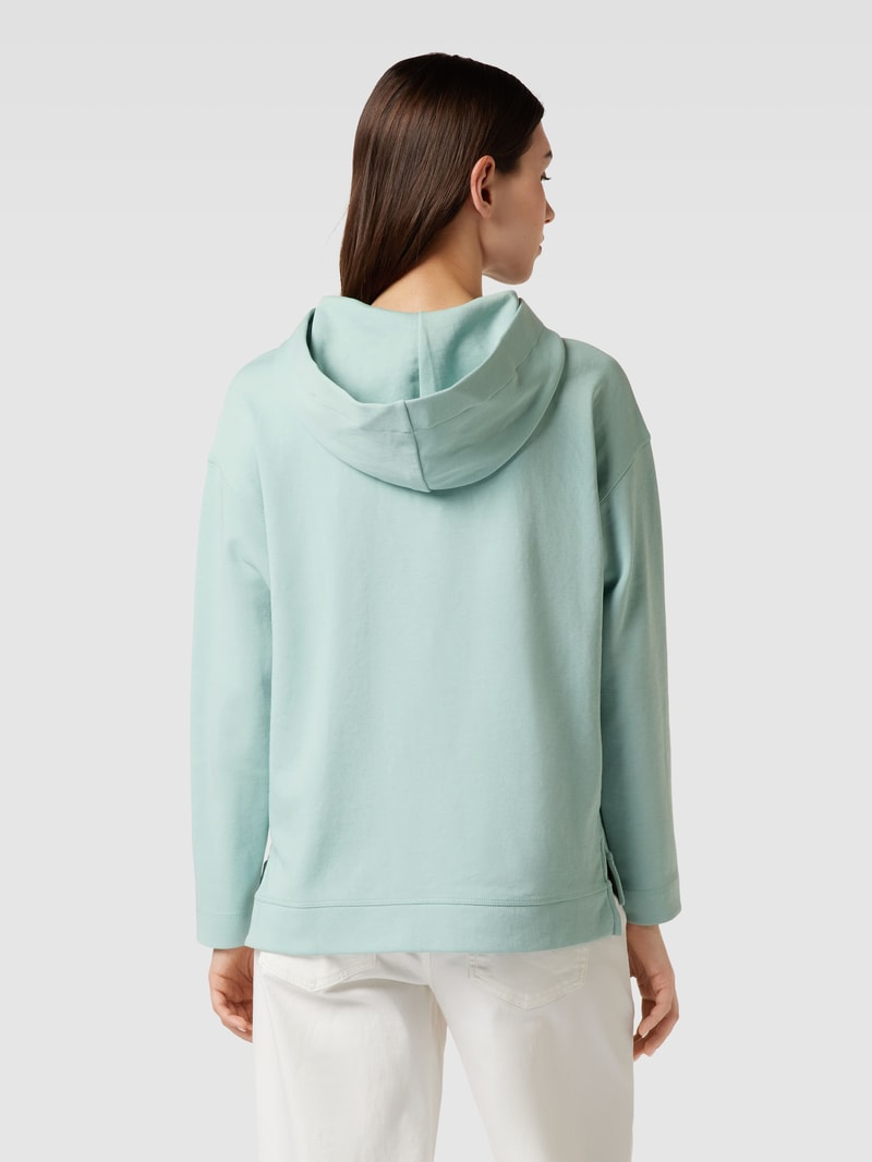 Hoodie mit Label-Details in helltürkis