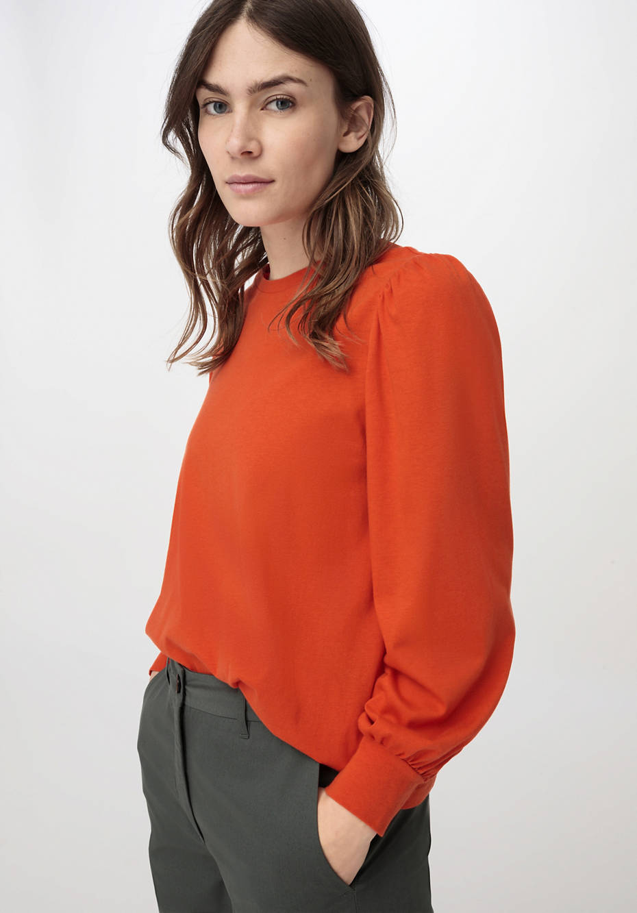 Jersey-Bluse aus Bio-Baumwolle mit Bio-Merinowolle