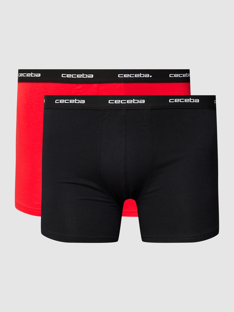 PLUS SIZE Trunks mit elastischem Logo-Bund im 2er-Pack in rot