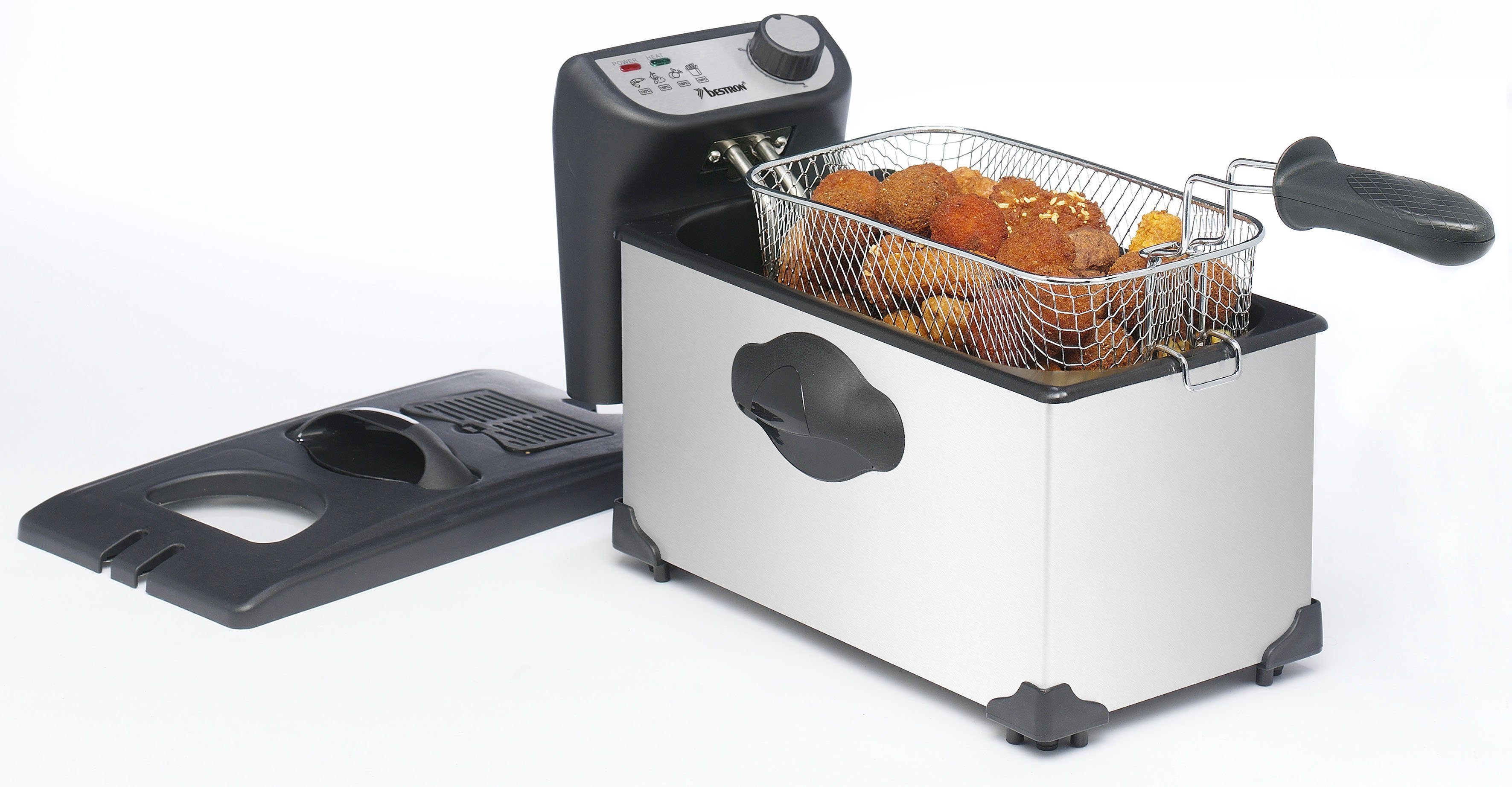 bestron Fritteuse AF351, 2000 W, 1 kg, 3,5 L, Kaltzonentechnologie, spülmaschinengeeignet