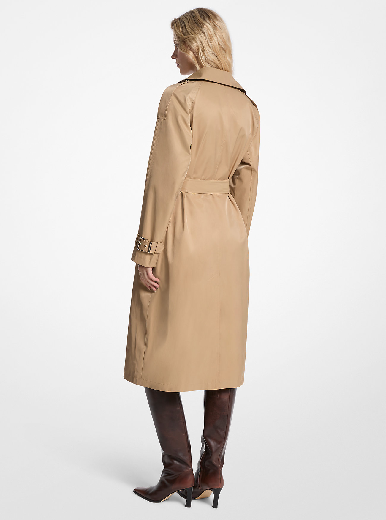 Trench coat con cintura in misto cotone - KAKI