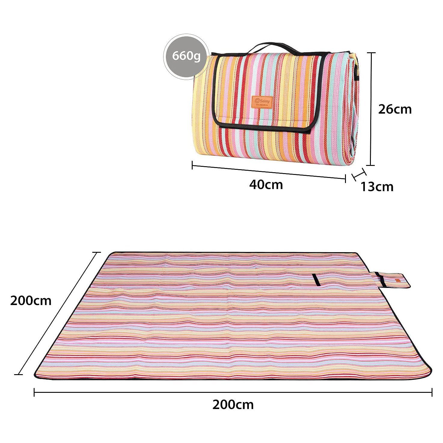 Picknickdecke Picknickdecke 200 x 200cm Wasserdicht für Draußen, Sekey, aus DREI Schichten 200 x 200cm, mit tragbarem Griff