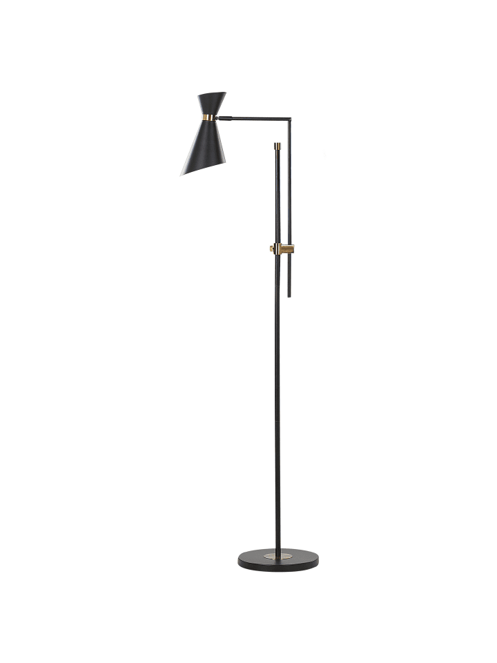 Beliani Stehleuchten MELAWI in Schwarz/Gold - (W) 57 x (H) 155 x (L) 30 cm günstig kaufen onesize