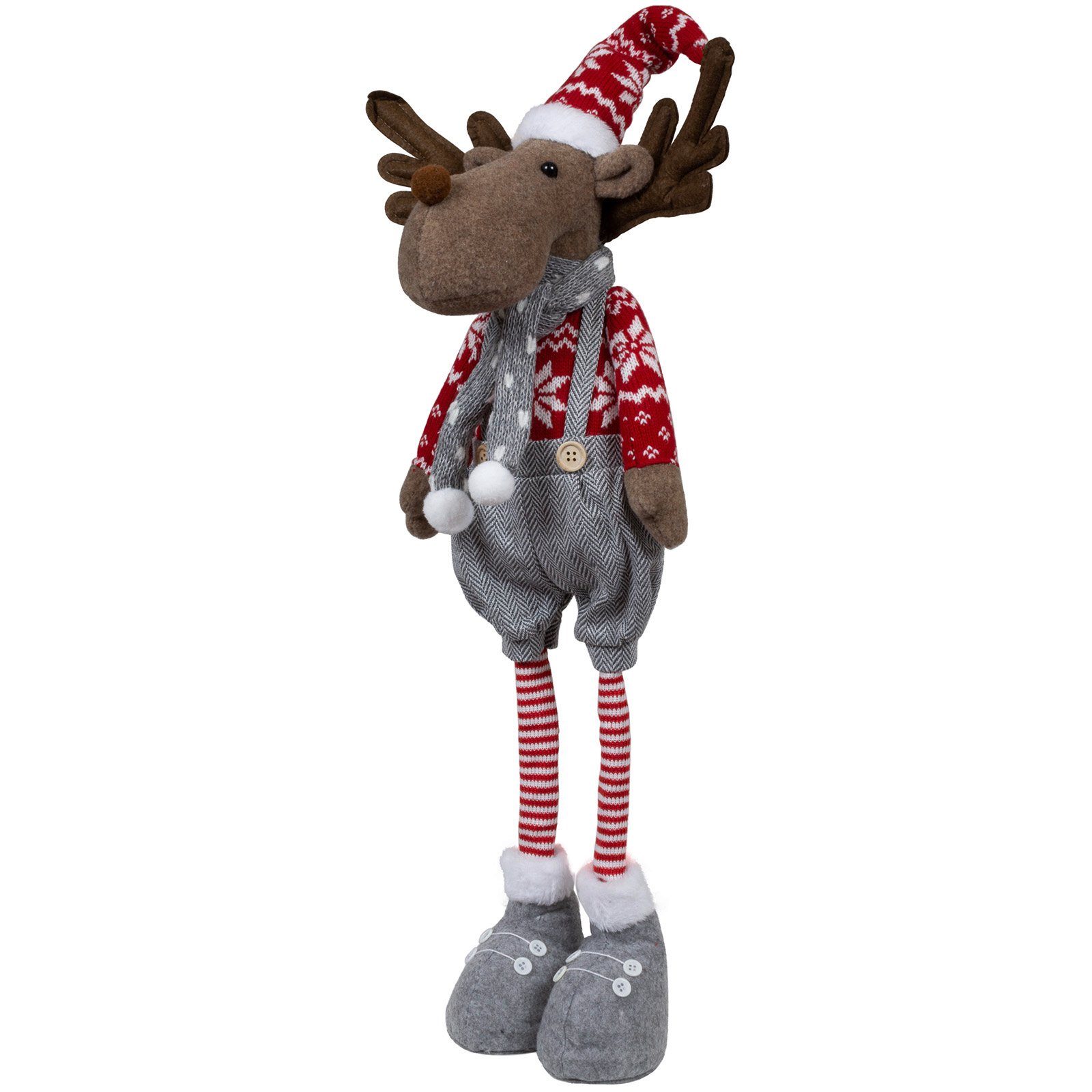 Christmas Paradise Weihnachtsfigur Elch 60cm (72cm) stehend, XL (Dekofiguren, 2 St., im Set), Weihnachten, Rentier, grau-rot