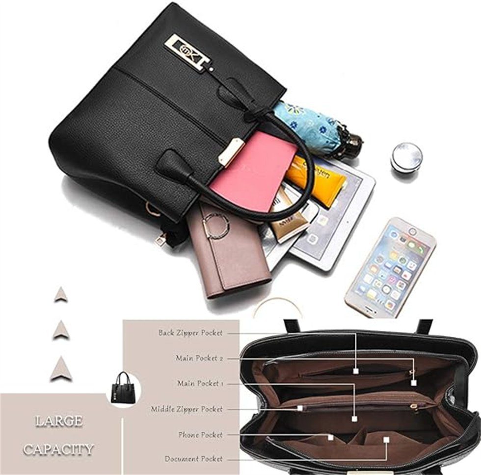 REDOM Henkeltasche Umhängetasche Handtasche Tragetasche Aktentasche Tasche Damen Frauen (Schultertasche Arbeitstasche Messenger-Tasche Top Griff Schultergurt, Freizeittasche, Unitasche, Bürotasche, Kunstleder, Kunstledertasche), für Frau Frauen Junge