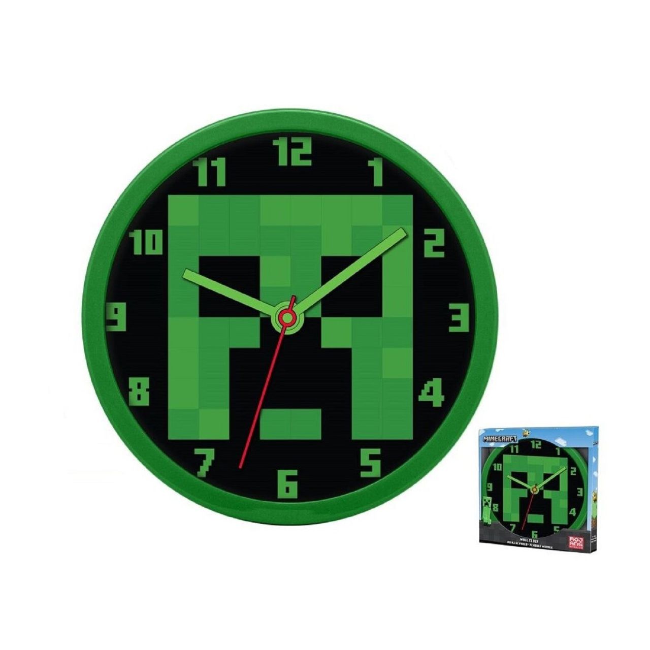 COFI 1453 Minecraft analoge Wanduhr mit 25cm Durchmesser: Stilvolle Zeitmessung für Gamer