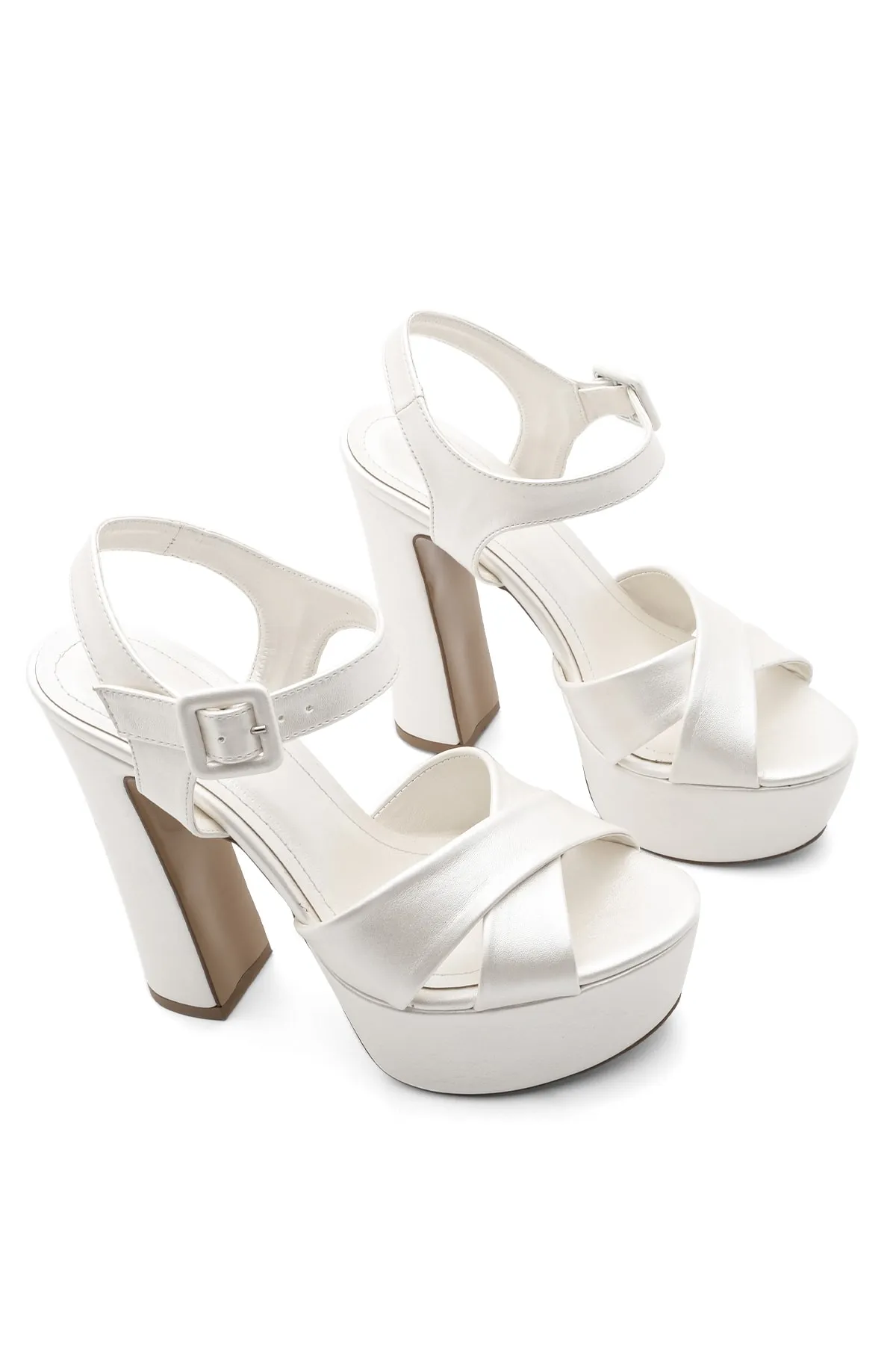 Marjin  Damen Plateauschuhe mit Absatz Abendschuhe Hochzeitsschuhe Barve Perlmutt
