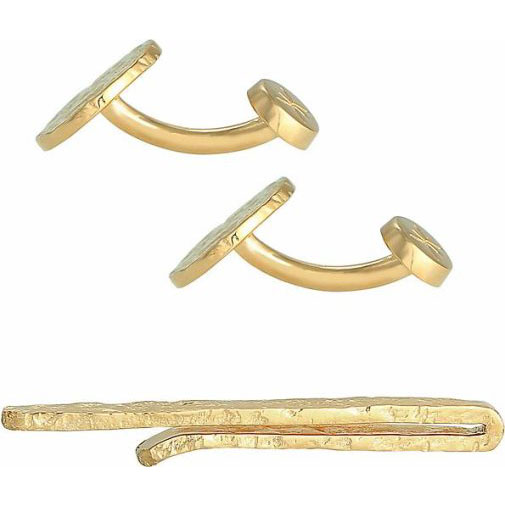 KUZZOI Schmuckset Manschettenknöpfe Krawattennadel Organic 925 Silber