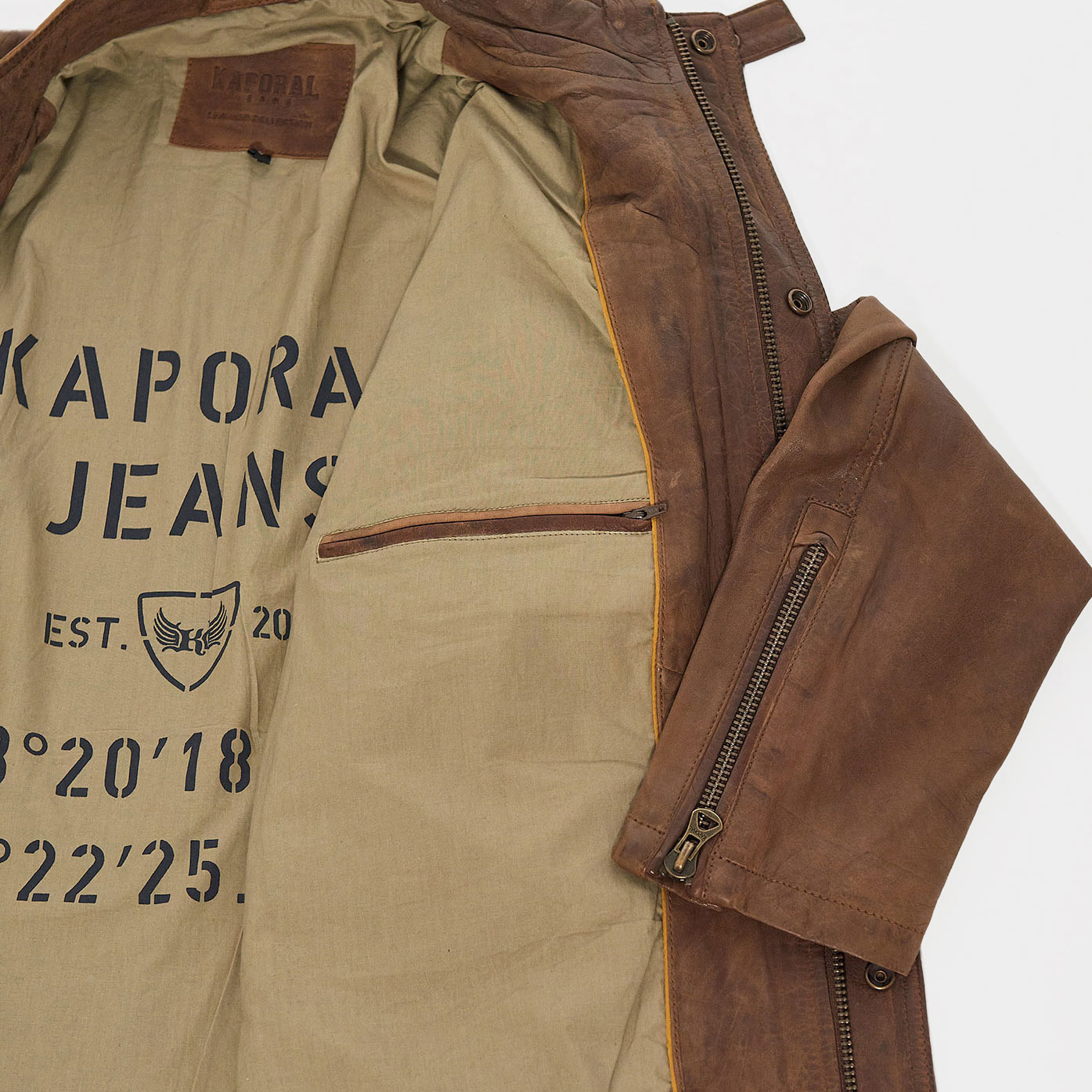 VOBE   Veste en cuir marron Homme